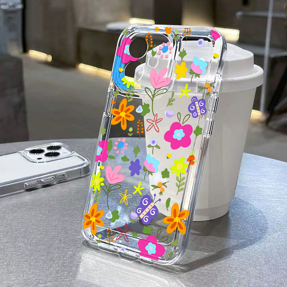 Phone Cases Xr Iphone - Colorful Flower Clear Phone Case For